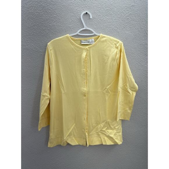 Appleseeds Womens Cardigan Size Medium Long Sleeve Button Up Yellow Cotton - Picture 1 of 11
